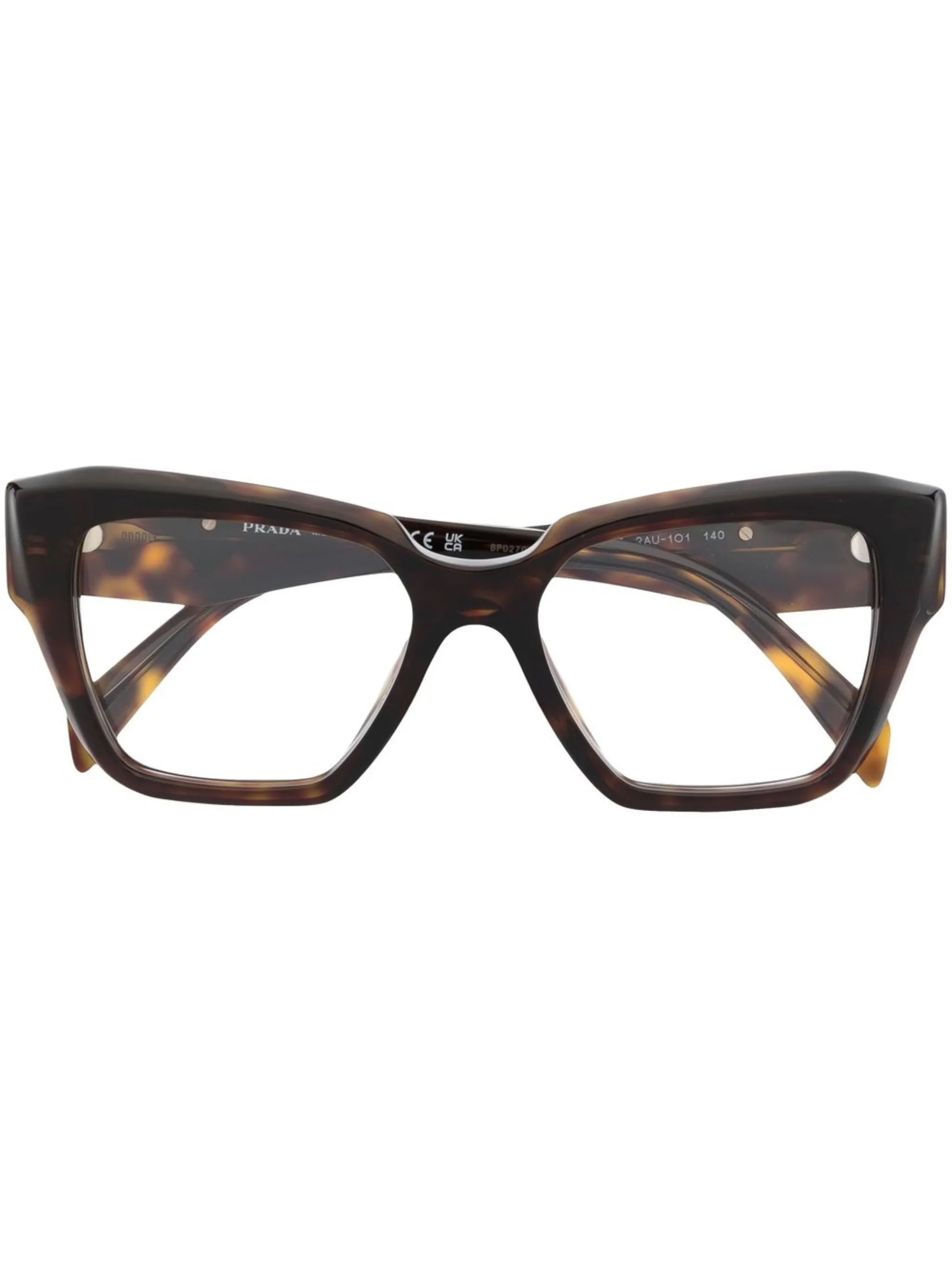 Prada Symbole Sunglasses front in soft sage green clear frame